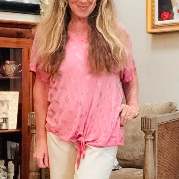 Cable and Gauge Soft Rose V Neck w Pineapples - Picture 7 of 7